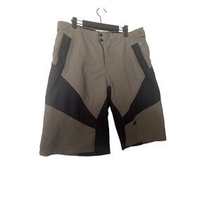 Sugoi Mens Black Brown Colorblock Padded Inside Biker Short Size XL